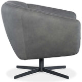 Mina Leather Swivel Chair, Buckskin Dark Grey-Furniture - Chairs-High Fashion Home