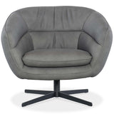 Mina Leather Swivel Chair, Buckskin Dark Grey-Furniture - Chairs-High Fashion Home