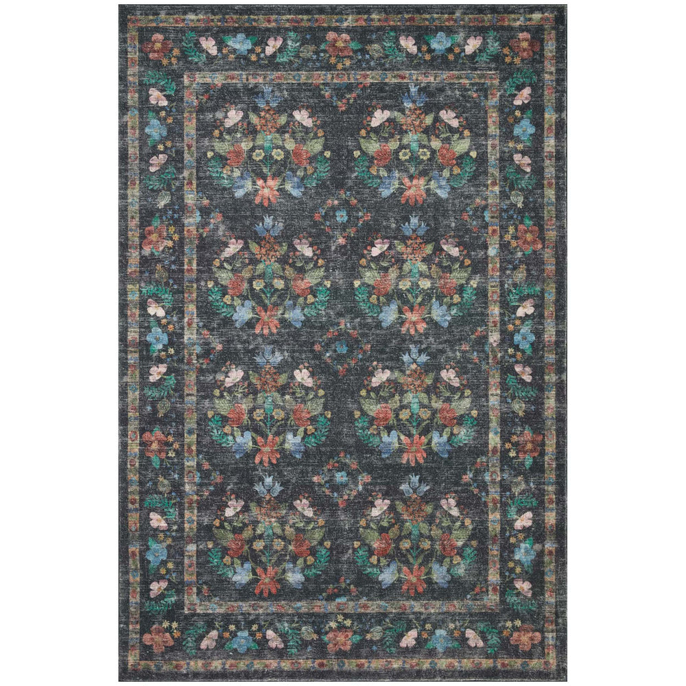 Rifle Paper Co. x Loloi Rug Courtyard COU-04, Seville Charcoal-Rugs1-High Fashion Home