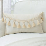 Tassel Trim Lumbar Pillow-Accessories-High Fashion Home