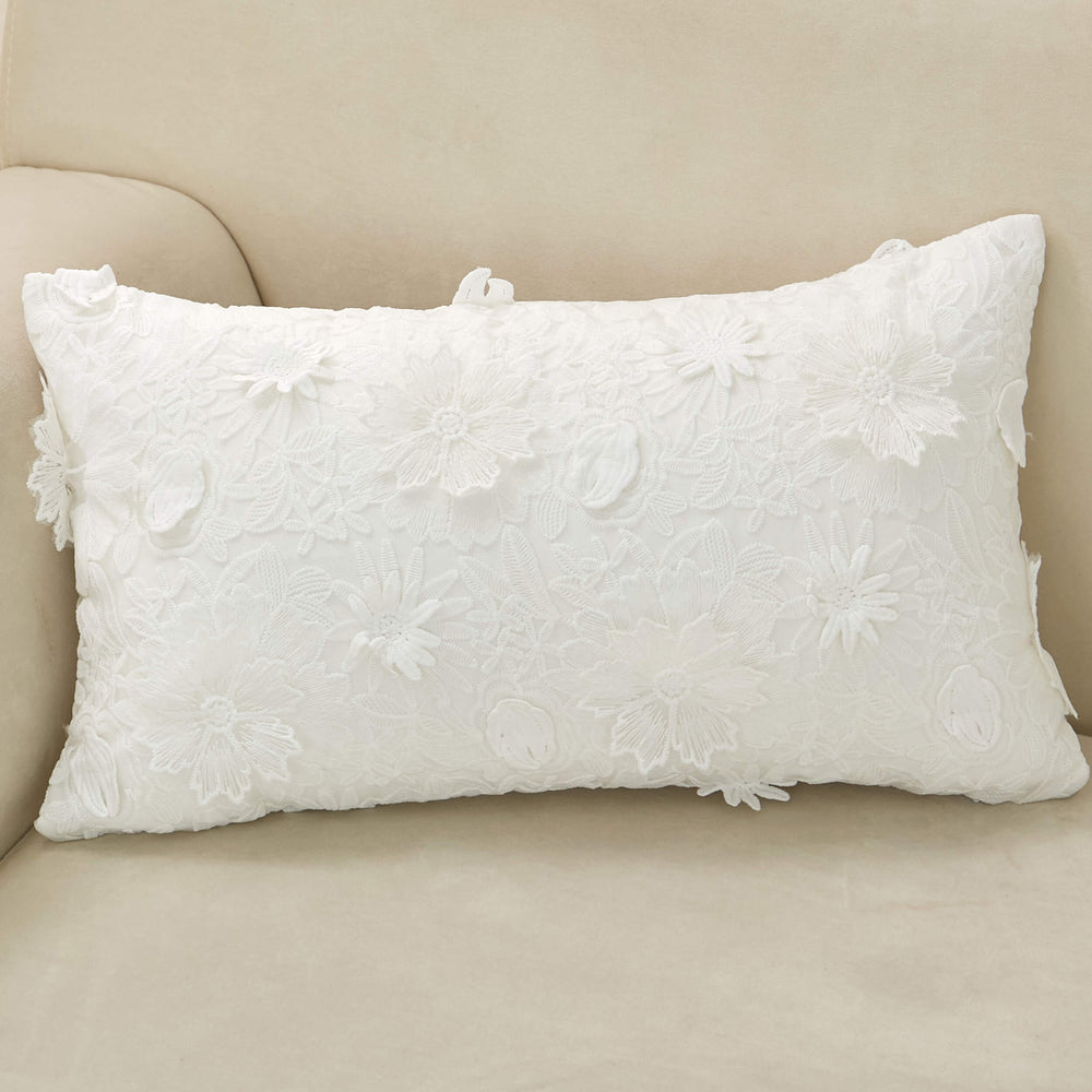 Floral Lace Lumbar Pillow-Accessories-High Fashion Home