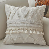 Tufted and Tassel Pillow, Ivory-Accessories-High Fashion Home