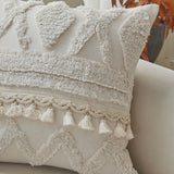 Tufted and Tassel Pillow, Ivory-Accessories-High Fashion Home