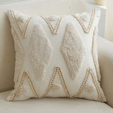 Geometric Tufted Pillow, Ivory-Accessories-High Fashion Home