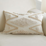 Geometric Tufted Lumbar Pillow, Ivory-Accessories-High Fashion Home