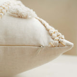 Geometric Tufted Lumbar Pillow, Ivory-Accessories-High Fashion Home