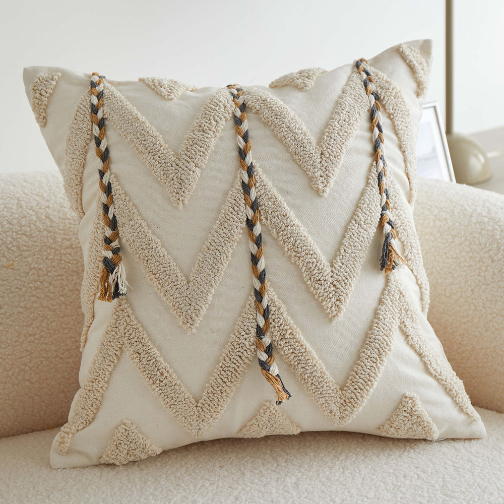 Chevron Tufted Pillow-Accessories-High Fashion Home