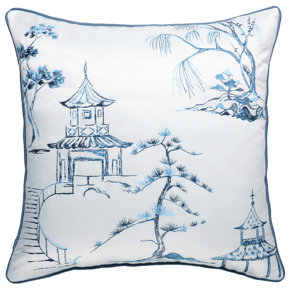 Porcelain Pavilion Pillow-Accessories-High Fashion Home