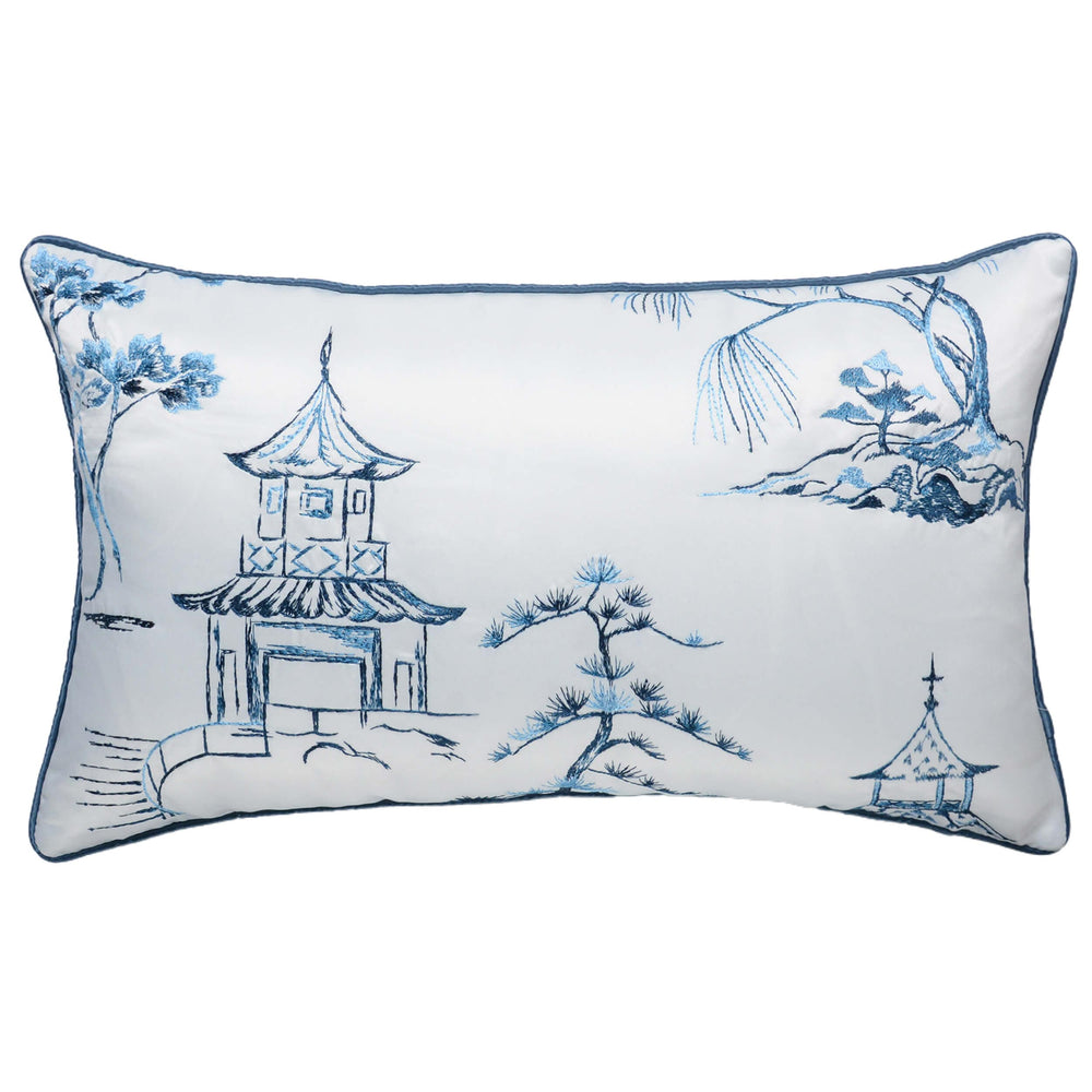 Porcelain Pavilion lumbar Pillow-Accessories-High Fashion Home