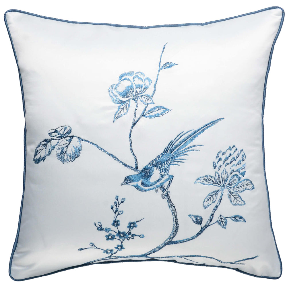 Flower And Bird Imitation Silk Pillow-Accessories-High Fashion Home