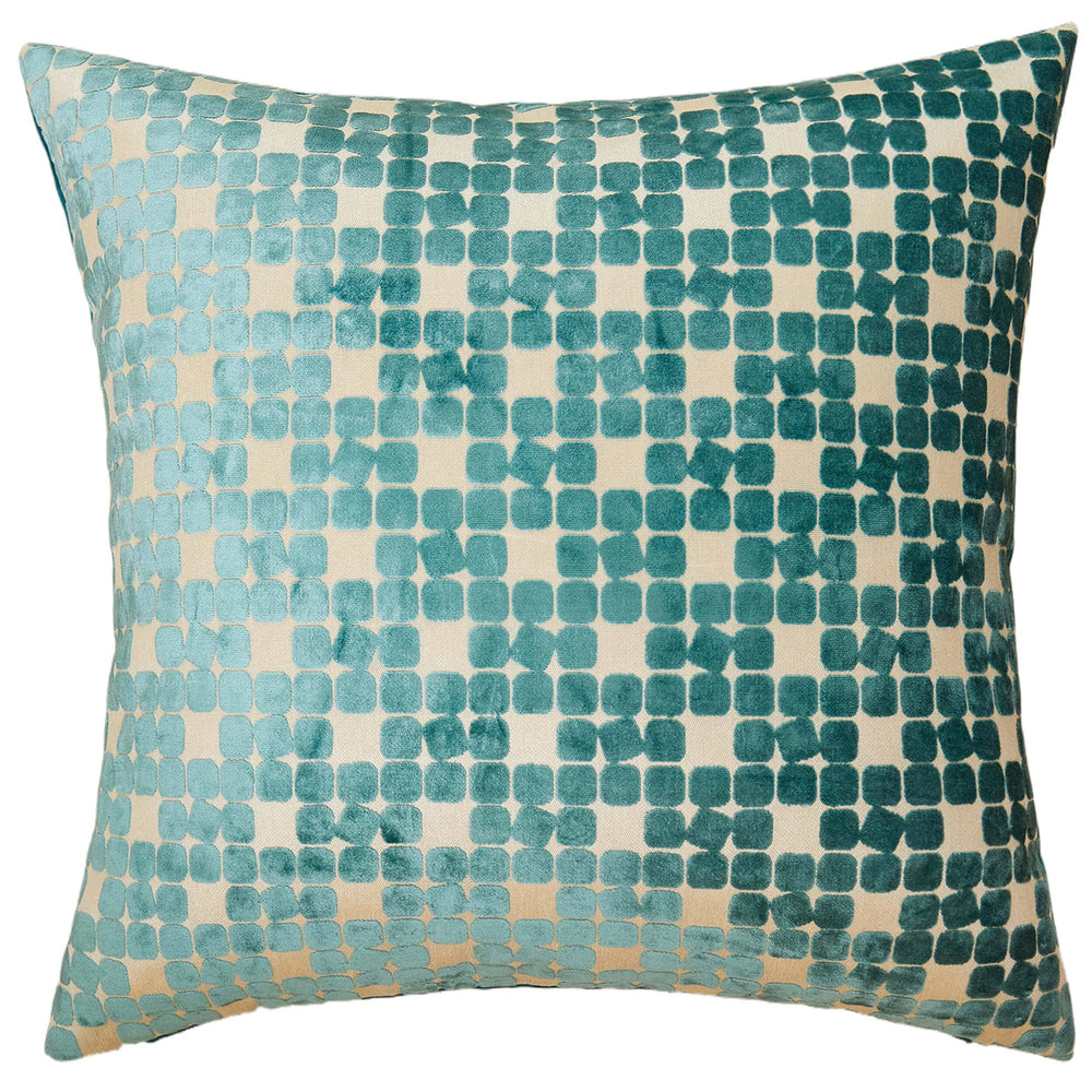 Teal Checkered Pillow-Accessories-High Fashion Home