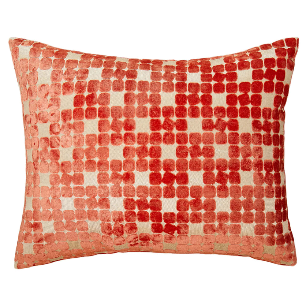 Orange Checkered Lumbar Pillow-Accessories-High Fashion Home