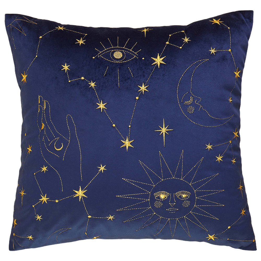 Sun And Moon Pillow, Indigo-Accessories-High Fashion Home