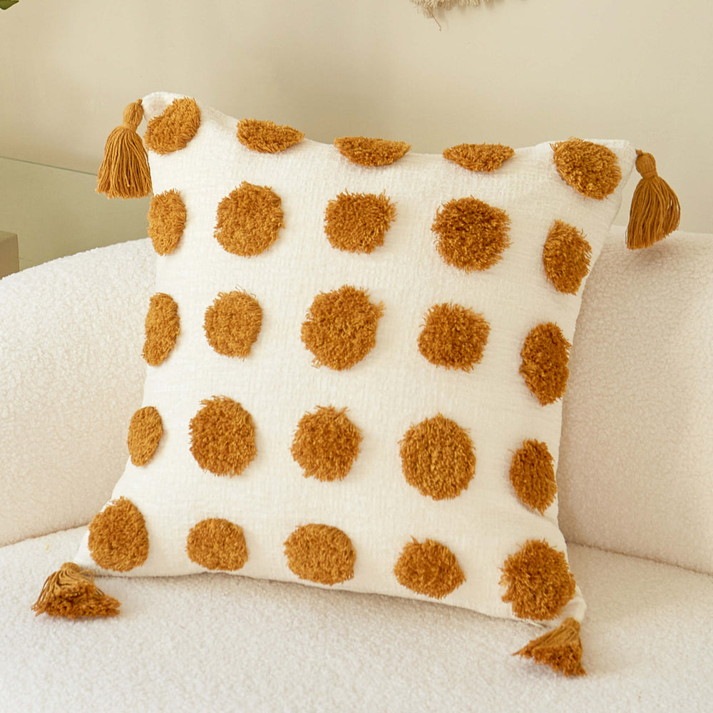 Orange Dot Tufted Pillow-Accessories-High Fashion Home