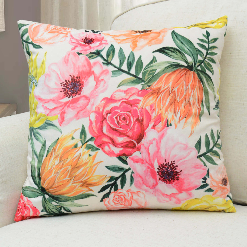 Pink Printed Flower Pillow-Accessories-High Fashion Home