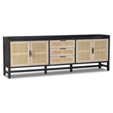 Caprice 96" Sideboard, Black Wash w/Natural Cane-Furniture - Storage-High Fashion Home