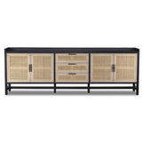 Caprice 96" Sideboard, Black Wash w/Natural Cane-Furniture - Storage-High Fashion Home