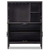 Caprice Bar Cabinet, Black Wash w/Black Cane-Furniture - Storage-High Fashion Home