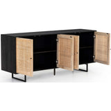 Carmel 4 Door Sideboard, Black Wash/Cane Natural-Furniture - Storage-High Fashion Home