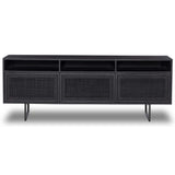 Carmel Media Console, Black Wash w/ Black Cane-Furniture - Storage-High Fashion Home