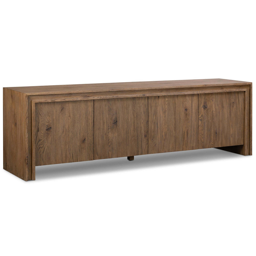 Chalmers Media Console, Weathered Oak-High Fashion Home