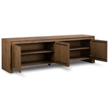 Chalmers Media Console, Weathered Oak-High Fashion Home