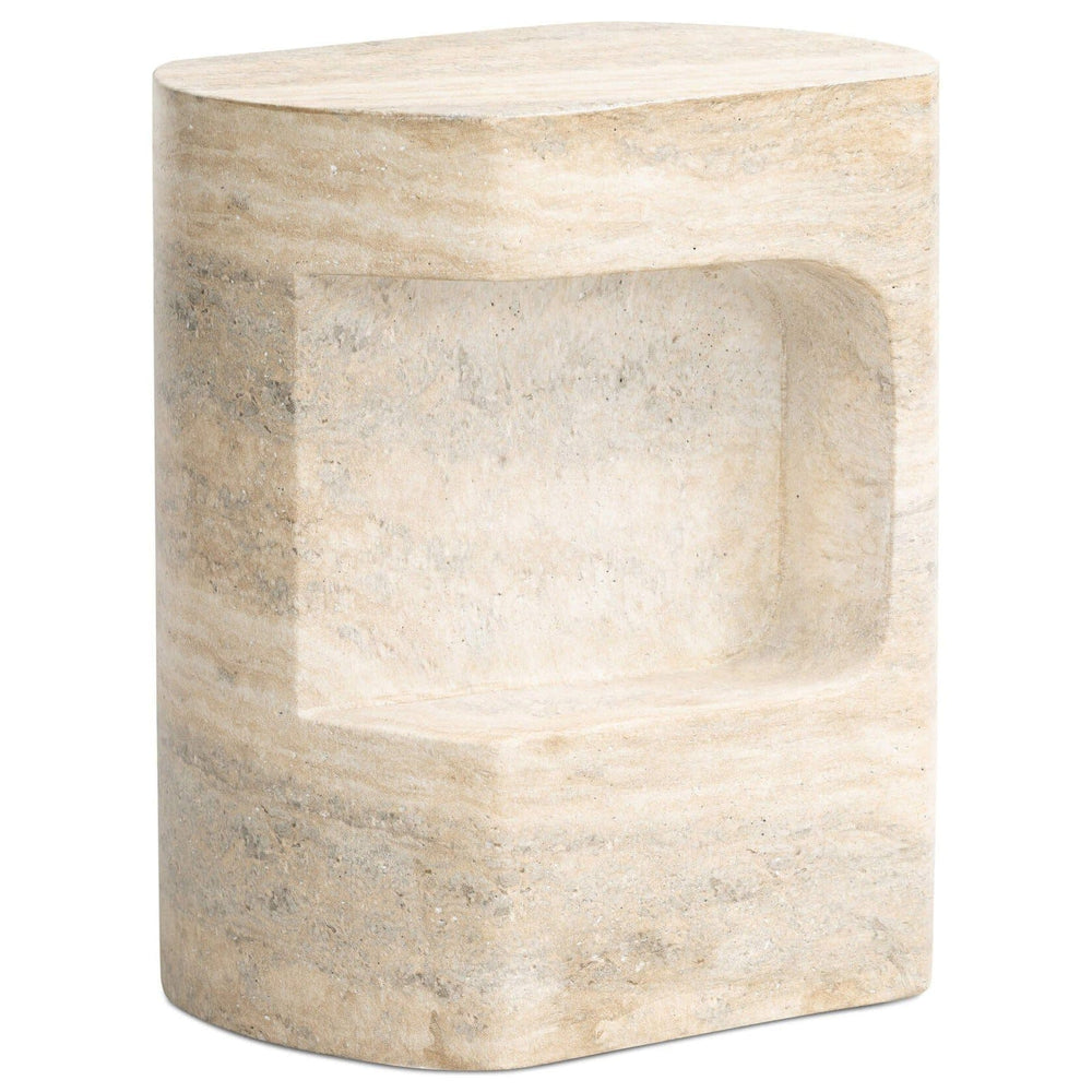 Clementine End Table, Textured Sandy Grey-Furniture - Accent Tables-High Fashion Home