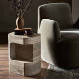 Clementine End Table, Textured Sandy Grey-Furniture - Accent Tables-High Fashion Home