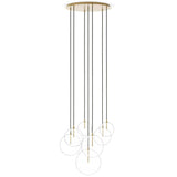 Cluster 7 MIX Chandelier, Burnished Brass-Lighting-High Fashion Home