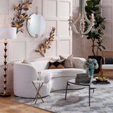 Contemporary Round Mirror with Gold Accents-Accessories-High Fashion Home