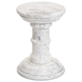 Cyprus End Table, Veined White Marble-Furniture - Accent Tables-High Fashion Home