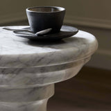 Cyprus End Table, Veined White Marble-Furniture - Accent Tables-High Fashion Home