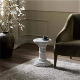 Cyprus End Table, Veined White Marble-Furniture - Accent Tables-High Fashion Home