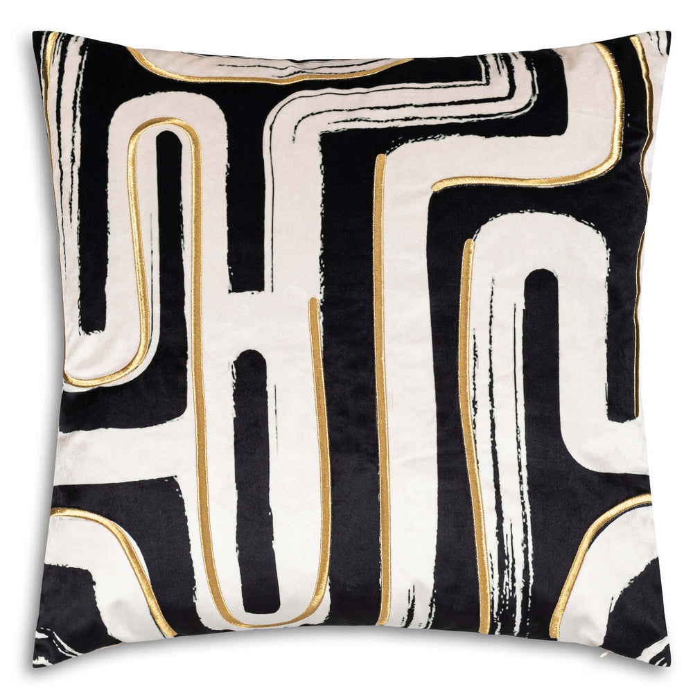 Demi Pillow, Black/Ivory with Gold