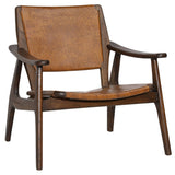 Dania Leather Chair, Medium Brown-Furniture - Chairs-High Fashion Home