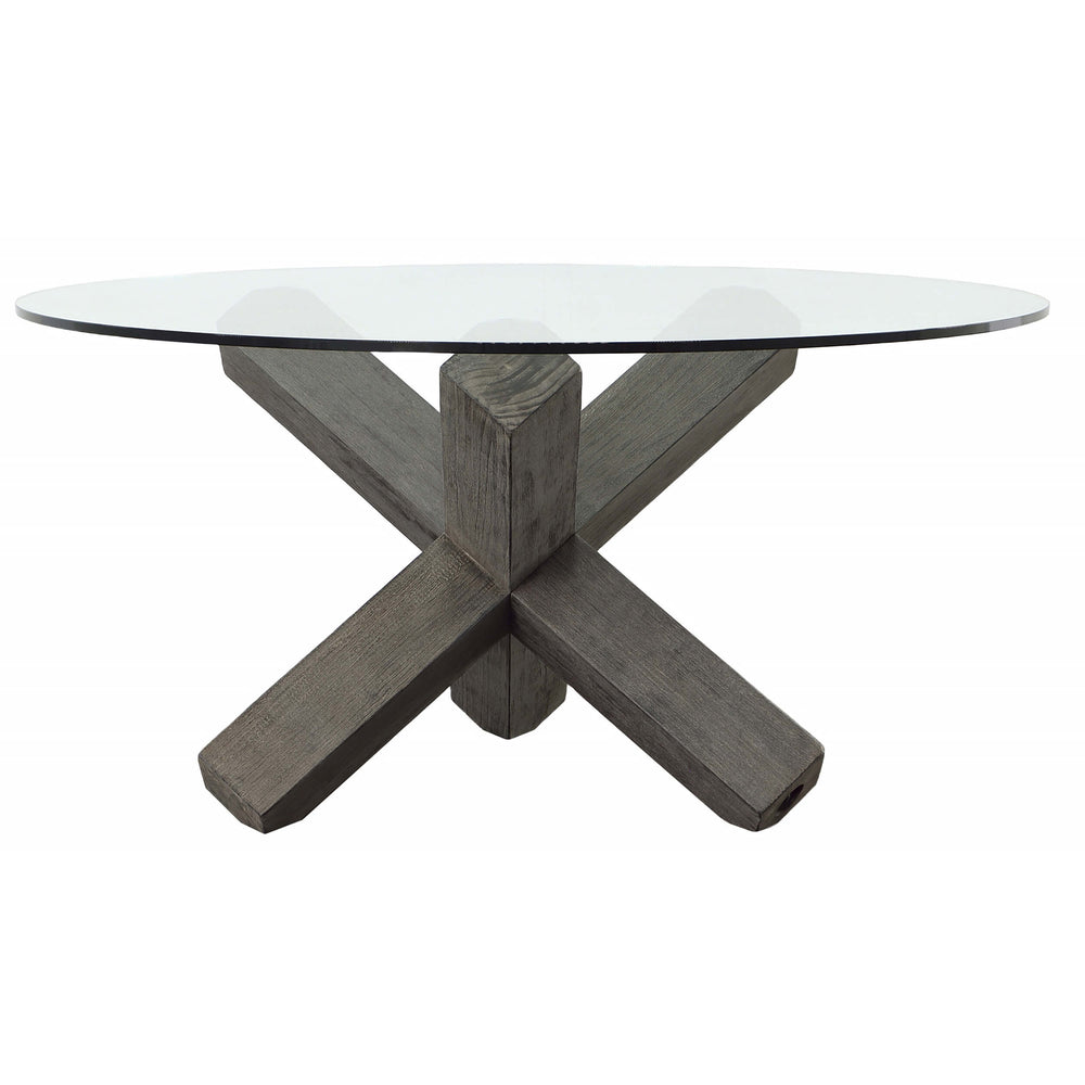 Judy Glass Top Dining Table, Charcoal-Furniture - Dining-High Fashion Home