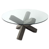 Judy Glass Top Dining Table, Charcoal-Furniture - Dining-High Fashion Home