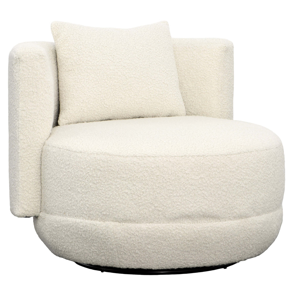 Deleon Swivel Chair, Ivory-Furniture - Chairs-High Fashion Home