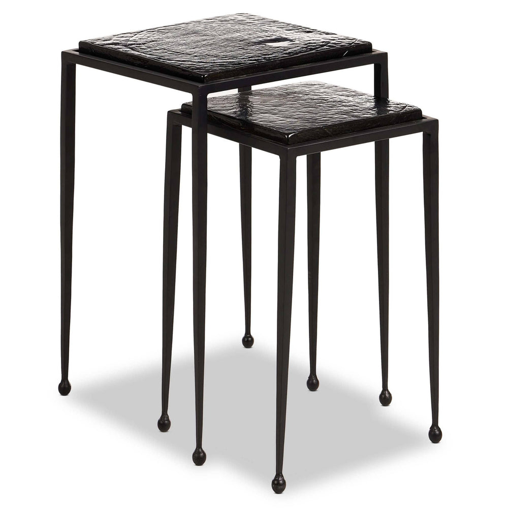 Dalston Cast Glass Nesting Tables, Smoked Black