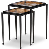 Dalston Nesting End Tables, Amber Cast Glass-Furniture - Accent Tables-High Fashion Home