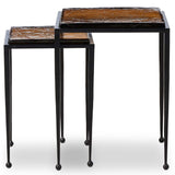 Dalston Nesting End Tables, Amber Cast Glass-Furniture - Accent Tables-High Fashion Home