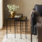 Dalston Nesting End Tables, Amber Cast Glass-Furniture - Accent Tables-High Fashion Home