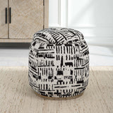 Dialogue Ottoman, Black/Off White-Furniture - Chairs-High Fashion Home