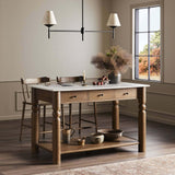 Dothan Kitchen Island, White Marble