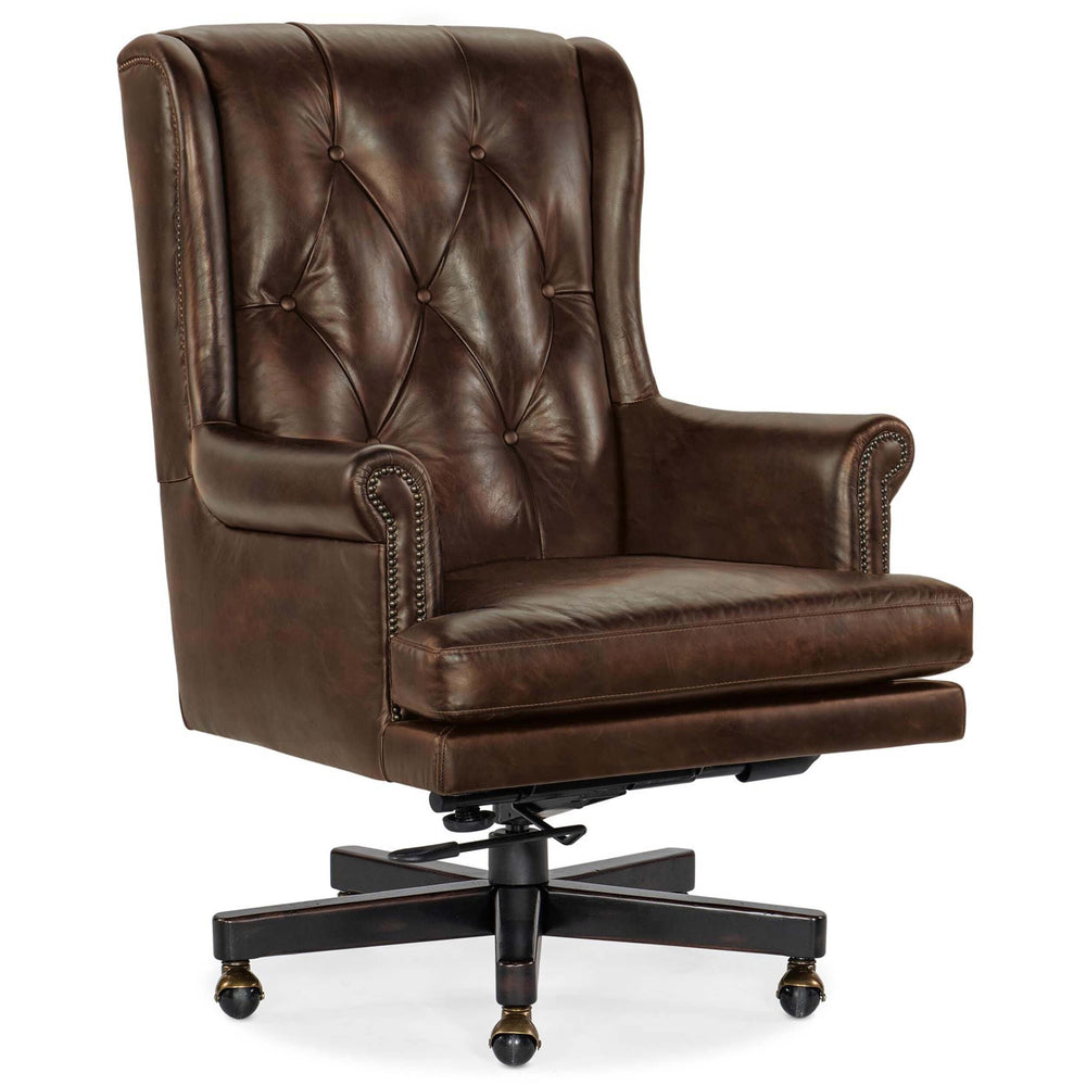 Charleston Leather Executive Swivel Tilt Chair, Old Saddle Cocoa-Furniture - Office-High Fashion Home