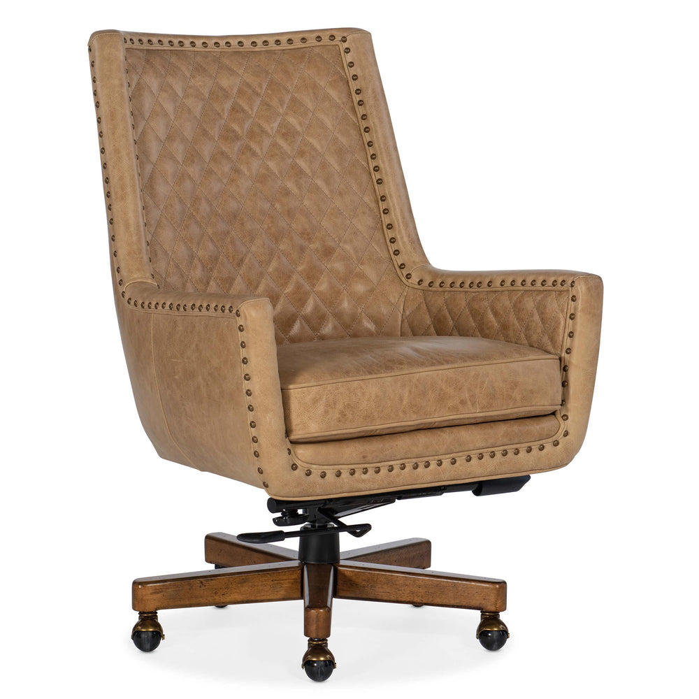 Kent Executive Swivel Tilt Leather Chair, Venerando Bisque-Furniture - Chairs-High Fashion Home