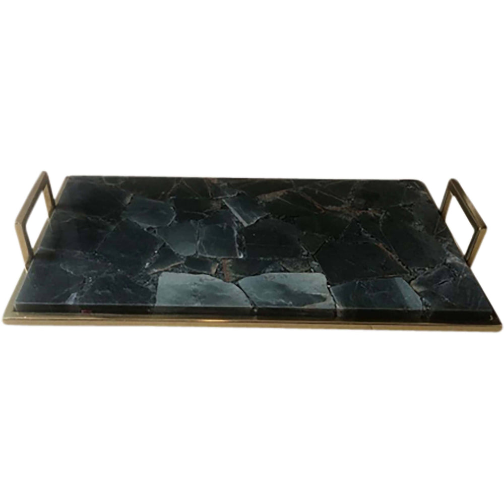 Timor Agate Tray, Green-Accessories-High Fashion Home