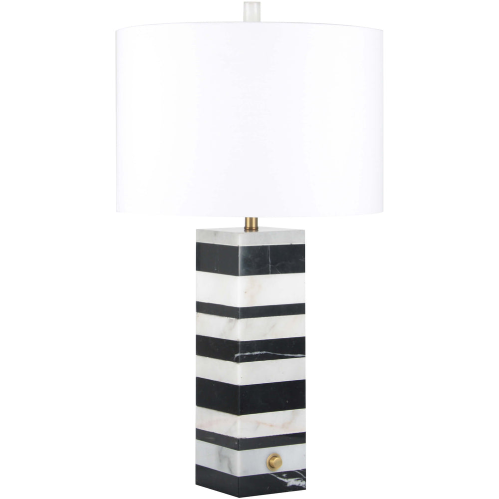 Aadrik Marble Table Lamp, Black/White-Accessories-High Fashion Home