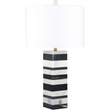 Aadrik Marble Table Lamp, Black/White-Accessories-High Fashion Home