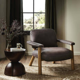 Eisley Leather Chair, Tumble Waxed Slate-Furniture - Chairs-High Fashion Home